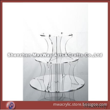 Clear Round Finely Designed 3 Tiers Acrylic Cup Cake Display Stand Rack